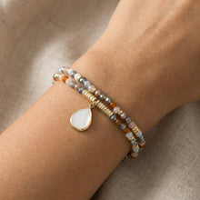 Load image into Gallery viewer, Mother Of Pearl Tear Charm Mixed Beaded Bracelet
