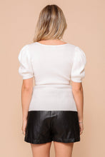 Load image into Gallery viewer, Puff Sleeve Sweater Ribbed Knit Top
