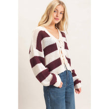 Load image into Gallery viewer, Striped V-Neck Sweater Cardigan
