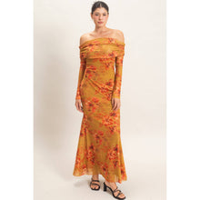 Load image into Gallery viewer, Off Shoulder Floral Mesh Dress
