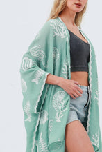 Load image into Gallery viewer, Ocean Embroidered Kimono: Coastal Spring Cover-Up
