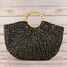 Load image into Gallery viewer, Straw Braided Half Moon Round Handle Tote Bag
