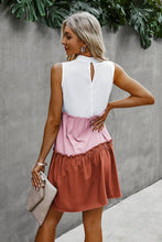 Load image into Gallery viewer, Mock Neck Color Block Ruffled Dress
