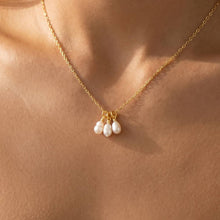 Load image into Gallery viewer, 18K Gold Dipped Triple Pearl Charm Necklace
