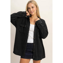 Load image into Gallery viewer, Mineral Wash Waffle Knit Button-Up Shacket
