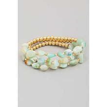 Load image into Gallery viewer, Stone And Metallic Beaded Bracelet Set
