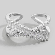 Load image into Gallery viewer, Cz Baguette X Adjustable Ring
