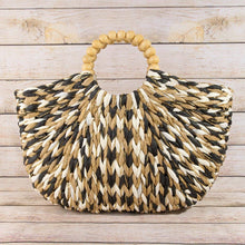Load image into Gallery viewer, Straw Braided Half Moon Round Handle Tote Bag
