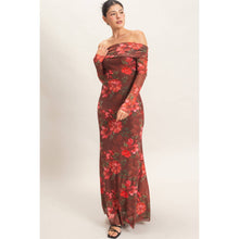 Load image into Gallery viewer, Off Shoulder Floral Mesh Dress
