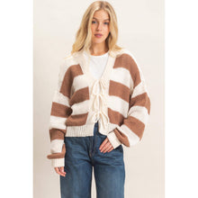 Load image into Gallery viewer, Striped V-Neck Sweater Cardigan
