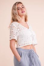 Load image into Gallery viewer, Front Tie Crochet Crop Top
