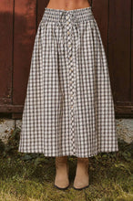 Load image into Gallery viewer, PLAID SMOCKED WAIST BUTTON DOWN MIDI SKIRT
