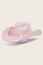 Load image into Gallery viewer, Ribbon Bow Pearl Chain Cowboy Hat
