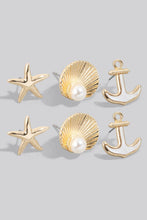 Load image into Gallery viewer, Shell And Pearl Ocean Theme Stud Earrings
