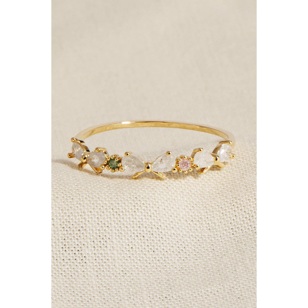 Teardrop Studded Delicate Ring