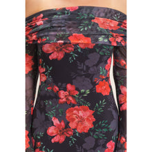 Load image into Gallery viewer, Off Shoulder Floral Mesh Dress
