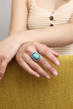 Load image into Gallery viewer, Oval Cut Adjustable Turquoise Ring
