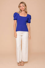 Load image into Gallery viewer, Puff Sleeve Sweater Ribbed Knit Top
