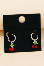 Load image into Gallery viewer, Gold Dipped Cherry Charms Hoop Earrings
