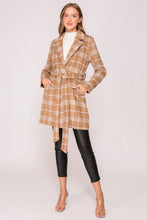 Load image into Gallery viewer, Plaid Print Open Front Cozy Coat
