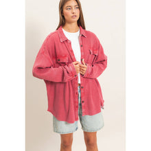Load image into Gallery viewer, Mineral Wash Waffle Knit Button-Up Shacket
