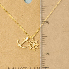Load image into Gallery viewer, Gold Dipped Anchor And Wheel Charms Necklace
