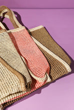 Load image into Gallery viewer, Two Tone Woven Straw Tote Bag With Tassel
