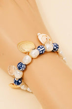 Load image into Gallery viewer, Sea Life Charms Pearl And Ceramic Beaded Bracelet
