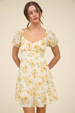 Load image into Gallery viewer, FLORAL CORSET MINI DRESS YELLOW
