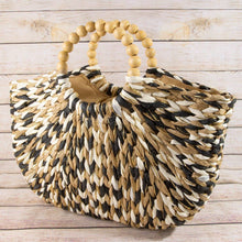 Load image into Gallery viewer, Straw Braided Half Moon Round Handle Tote Bag
