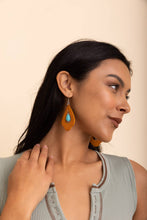 Load image into Gallery viewer, Western Leather Cutout Earrings with Turquoise Stone
