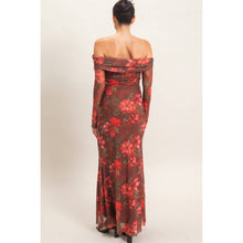 Load image into Gallery viewer, Off Shoulder Floral Mesh Dress
