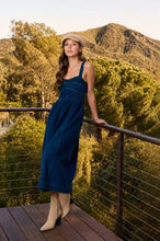 Load image into Gallery viewer, SWEETHEART CORSET SEAM DETAIL DENIM MIDI DRESS
