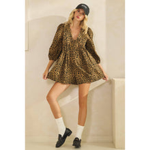Load image into Gallery viewer, Printed Pleated Long Sleeve Denim Romper
