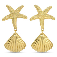 Load image into Gallery viewer, Starfish and Shell Statement Earrings
