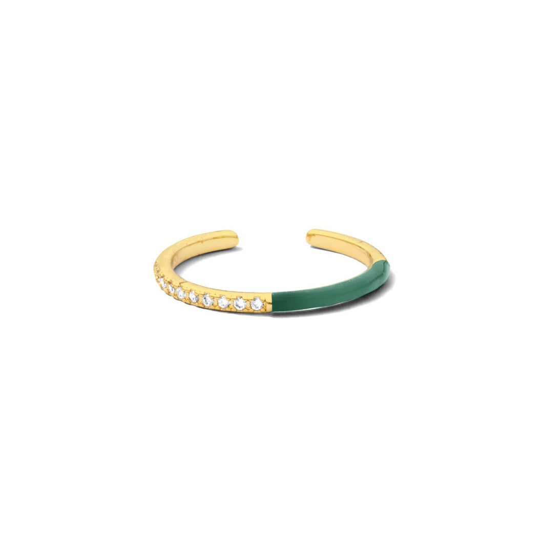 Half Pave, Half Color Ring