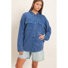 Load image into Gallery viewer, Mineral Wash Waffle Knit Button-Up Shacket
