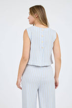 Load image into Gallery viewer, STRIPE SLEEVELESS BLOUSE WIDE LEG PANT SET
