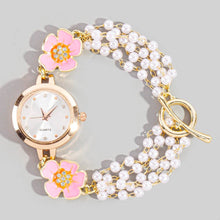 Load image into Gallery viewer, Double Flower Detail Chain Beads Bracelet Watch
