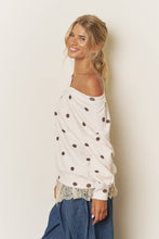 Load image into Gallery viewer, POLKA DOT LONG SLEEVE TEXTURED KNIT TOP
