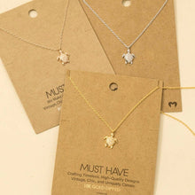 Load image into Gallery viewer, Gold Dipped Cz Studded Turtle Pendant Necklace
