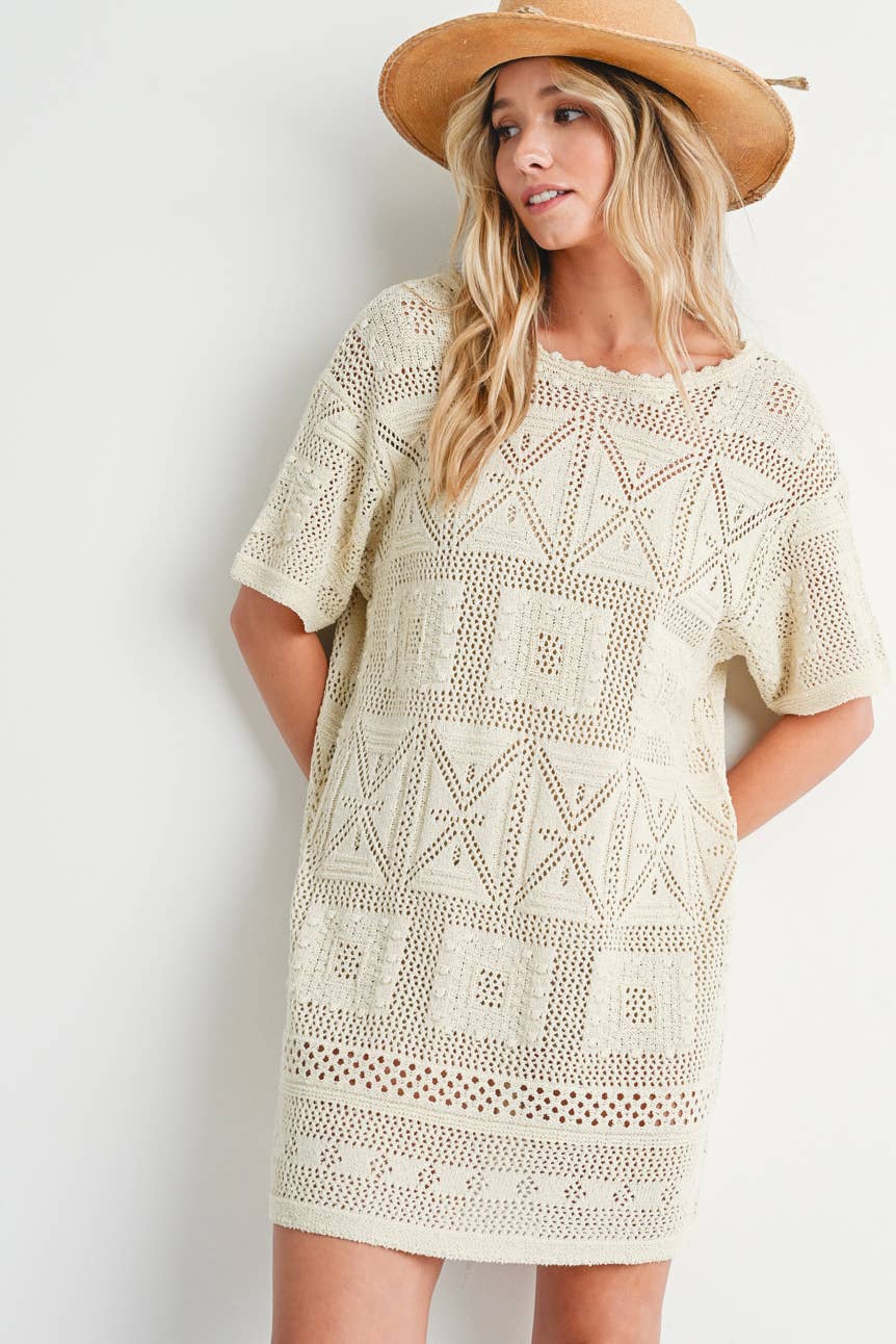 AZTEC KNIT SHIFT DRESS