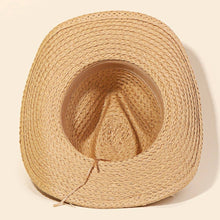 Load image into Gallery viewer, Cowrie Shell Straw Braided Cowboy Hat
