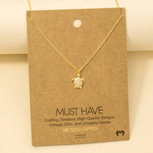 Load image into Gallery viewer, Gold Dipped Cz Studded Turtle Pendant Necklace
