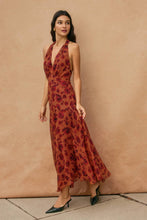 Load image into Gallery viewer, Floral Open Back Drop Waist Halter Dress
