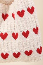 Load image into Gallery viewer, Crochet Knit Hearts Tote Bag
