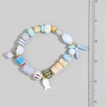 Load image into Gallery viewer, Mixed Bead Fish Charm Stretch Bracelet
