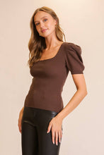 Load image into Gallery viewer, Puff Sleeve Sweater Ribbed Knit Top
