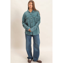 Load image into Gallery viewer, Mineral Wash Waffle Knit Button-Up Shacket
