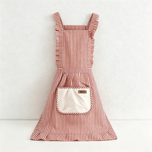 Load image into Gallery viewer, Striped Princess with Towel Pocket  Apron  - Polyester Backband Kitchen Apron
